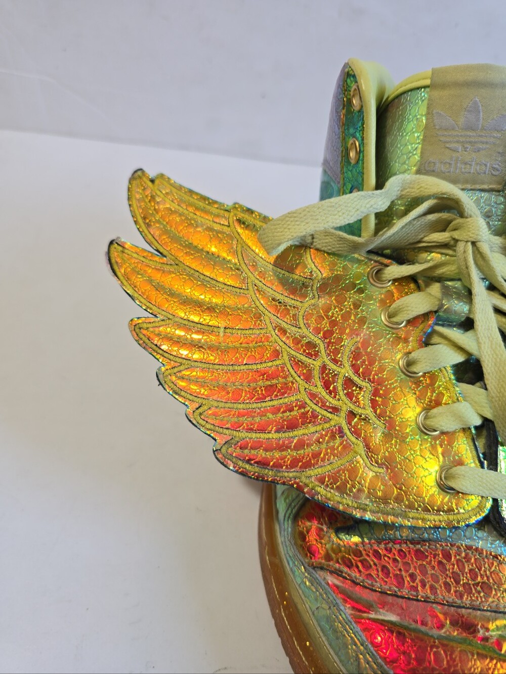 Adidas X Jeremy Scott Gold Foil Winged High-Top Sneakers Mens Size 8 - Picture 3 of 13